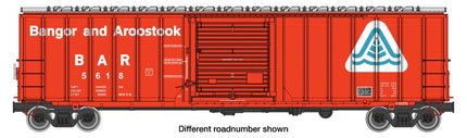 Walthers Mainline 910-1877 | 50' ACF Exterior Post Boxcar - Ready to Run - Bangor & Aroostook BAR #5647 (red, white) | HO Scale - Squeaky's Trains