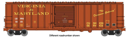 Walthers Mainline 910-1898 | 50' ACF Exterior Post Boxcar - Ready to Run - Virginia & Maryland LRWN #1016 (brown, yellow, white)| HO Scale - Squeaky's Trains