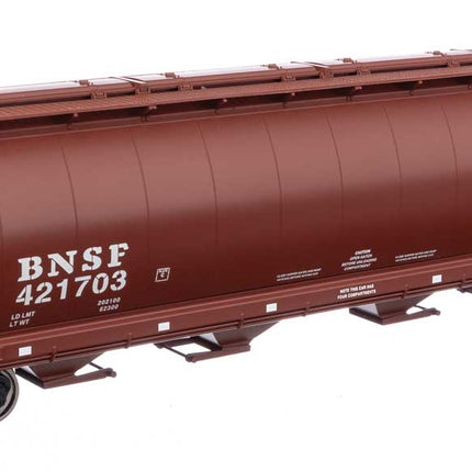 Walthers Mainline 910-7872 | 59' Cylindrical Hopper - Ready to Run - BNSF #421703 (red-brown, white; Circle Cross logo, trough hatches) | HO Scale - Squeaky's Trains