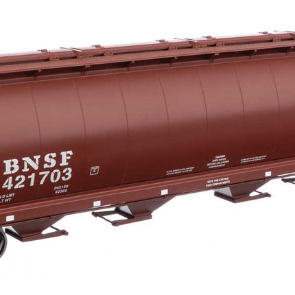Walthers Mainline 910-7872 | 59' Cylindrical Hopper - Ready to Run - BNSF #421703 (red-brown, white; Circle Cross logo, trough hatches) | HO Scale - Squeaky's Trains