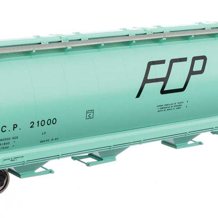 Walthers Mainline 910-7892 | 59' Cylindrical Hopper - Ready to Run - Ferrocarril del Pacifico #21000 (green, black, trough hatches) | HO Scale - Squeaky's Trains