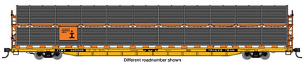 Walthers Mainline 910-8114 | 89' Flatcar w/Bi-Level Shielded Auto Rack - Ready to Run - Illinois Central Gulf Rack / Trailer-Train Flatcar TTBX #965515 | HO Scale - Squeaky's Trains
