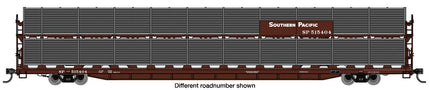 Walthers Mainline 910-8127 | 89' Flatcar w/Bi-Level Shielded Auto Rack - Ready to Run - Southern Pacific(TM) Rack / Flatcar #515436 | HO Scale - Squeaky's Trains