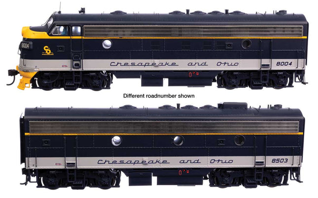 Walthers Proto 920-49547 | EMD FP7 & F7B - Standard DC / DCC Ready - Chesapeake & Ohio #8007 & 8506 | HO Scale - Squeaky's Trains