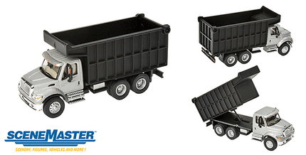 Walthers SceneMaster 949-11677 | International(R) 7600 Dual-Axle Coal Truck - Silver Cab, Black Box - Assembled | HO Scale - Squeaky's Trains