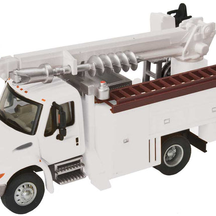 Walthers SceneMaster 949-11734 | International(R) 4300 Utility Truck w/Drill - White - Assembled | HO Scale - Squeaky's Trains