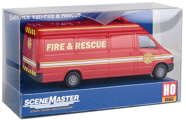 Walthers SceneMaster 949-12204 | Service Van - Fire and Rescue (red, white, yellow) | HO Scale - Squeaky's Trains