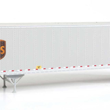 Walthers SceneMaster 949-2256 | 48' Stoughton Trailer 2-Pack - United Parcel Service (Modern Shield Logo, gray, brown, yellow) - Assembled | HO Scale - Squeaky's Trains