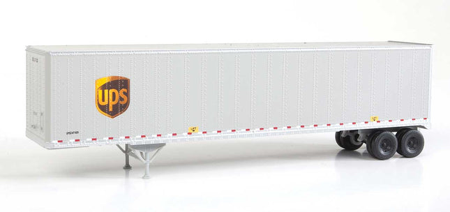 Walthers SceneMaster 949-2256 | 48' Stoughton Trailer 2-Pack - United Parcel Service (Modern Shield Logo, gray, brown, yellow) - Assembled | HO Scale - Squeaky's Trains