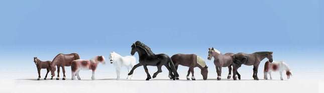 Walthers SceneMaster 949-6074 | Majestic Horses - 9 Figures | HO Scale - Squeaky's Trains