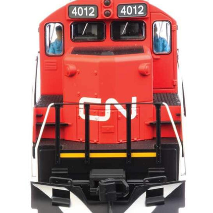 Walthers Trainline 910-20432 | EMD GP9 Phase II with Chopped Nose - ESU(R) Sound and DCC - Canadian National #4012 (red, black, white stripes) | HO Scale - Squeaky's Trains