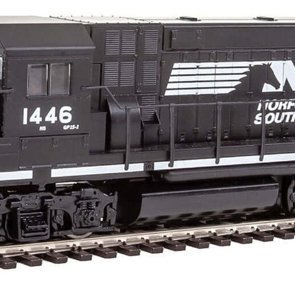 Walthers Trainline 931-2504 | EMD GP15-1 - Standard DC - Norfolk Southern (black, white) | HO Scale - Squeaky's Trains