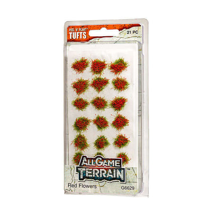 Woodland Scenics / All Game Terrain 6629 | Peel 'n' Plant Tufts - Red Flowers | Multi Scale - Squeaky's Trains