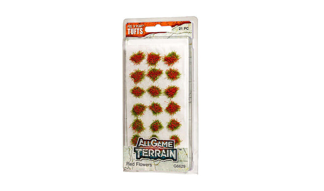Woodland Scenics / All Game Terrain 6629 | Peel 'n' Plant Tufts - Red Flowers | Multi Scale - Squeaky's Trains