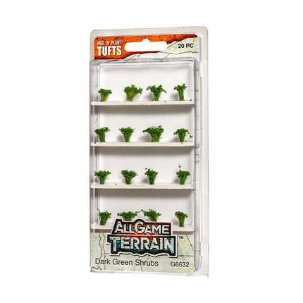 Woodland Scenics / All Game Terrain 6632 | Peel 'n' Plant Tufts - Dark Green Shrubs | Multi Scale - Squeaky's Trains