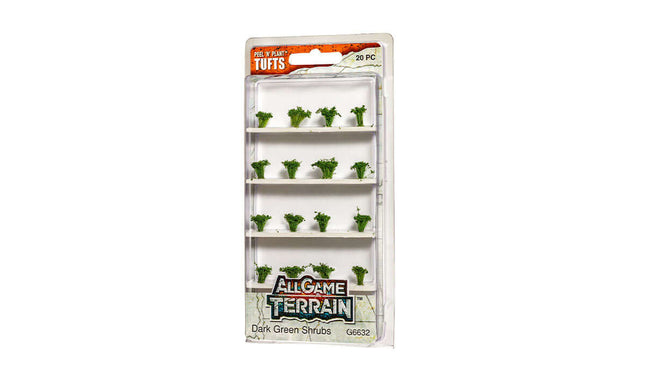 Woodland Scenics / All Game Terrain 6632 | Peel 'n' Plant Tufts - Dark Green Shrubs | Multi Scale - Squeaky's Trains