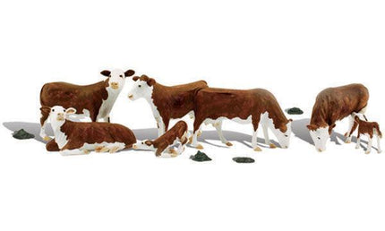 Woodland Scenics 1843 | Hereford Cows (11 pk) | HO Scale - Squeaky's Trains