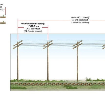 Woodland Scenics 2266 | Pre-Wired Poles - Double Crossbar | HO Scale - Squeaky's Trains