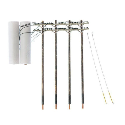 Woodland Scenics 2266 | Pre-Wired Poles - Double Crossbar | HO Scale - Squeaky's Trains