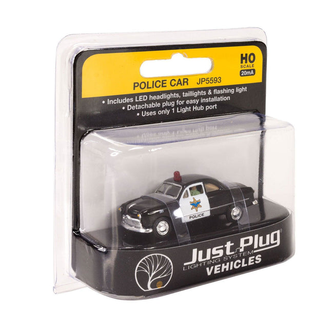 Woodland Scenics 5593 | Just Plug® Vehicles - Police Car | HO Scale - Squeaky's Trains