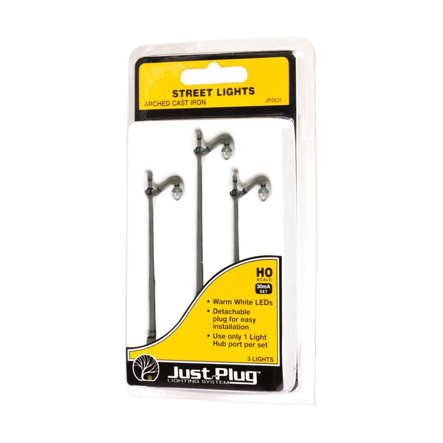 Woodland Scenics 5631 | Just Plug Lighting System - Arched Cast Iron Street Lights | HO Scale - Squeaky's Trains