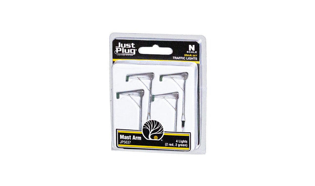 Woodland Scenics 5637 | Just Plug Lighting System - Mast Arm Traffic Lights | N Scale - Squeaky's Trains