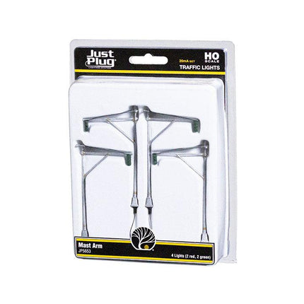 Woodland Scenics 5653 | Just Plug Lighting System - Mast Arm Traffic Lights | O Scale - Squeaky's Trains