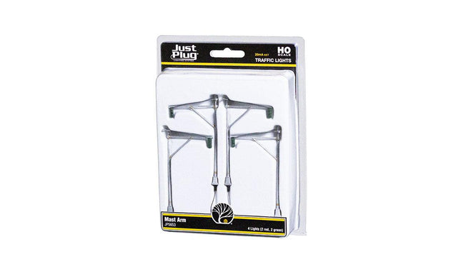 Woodland Scenics 5653 | Just Plug Lighting System - Mast Arm Traffic Lights | O Scale - Squeaky's Trains