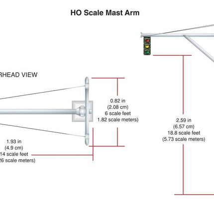 Woodland Scenics 5653 | Just Plug Lighting System - Mast Arm Traffic Lights | O Scale - Squeaky's Trains