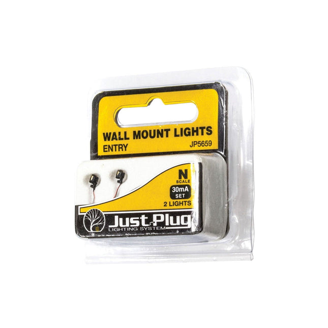 Woodland Scenics 5659 | Just Plug Lighting System - Entry Wall Mount Lights | N Scale - Squeaky's Trains