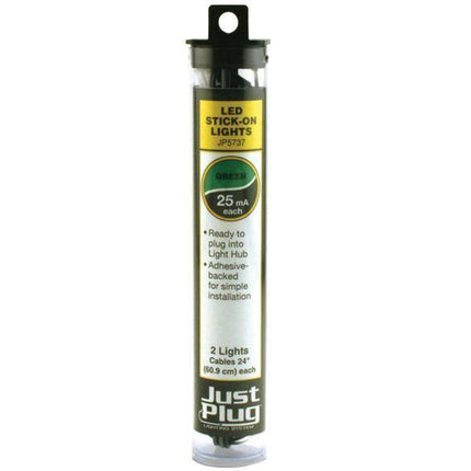 Woodland Scenics 5737 | Just Plug Lighting System | Green LED Stick-On Lights 25mA (2) - Squeaky's Trains
