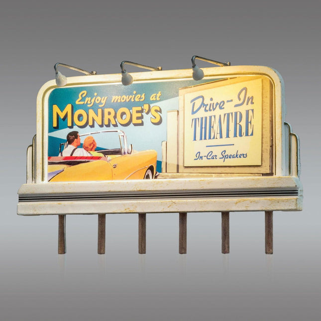 Woodland Scenics 5794 | Just Plug Billboards - Monroe's Drive-In | HO Scale - Squeaky's Trains