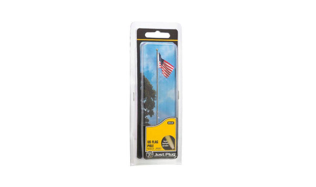 Woodland Scenics 5951 | Just Plug Lighting System - Medium Flag Pole with U.S. Flag | Multi Scale - Squeaky's Trains