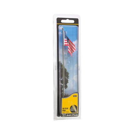 Woodland Scenics 5952 | Just Plug Lighting System - Large Flag Pole with U.S. Flag | Multi Scale - Squeaky's Trains