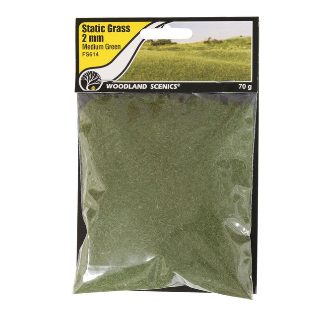 Woodland Scenics 614 | Static Grass Medium Green 2mm - Squeaky's Trains