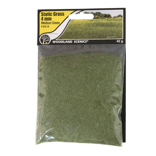 Woodland Scenics 618 | Static Grass Medium Green 4mm | Multi Scale - Squeaky's Trains