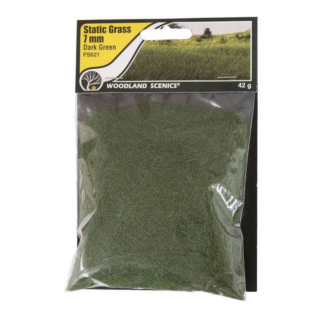 Woodland Scenics 621 | Static Grass Dark Green 7mm - Squeaky's Trains