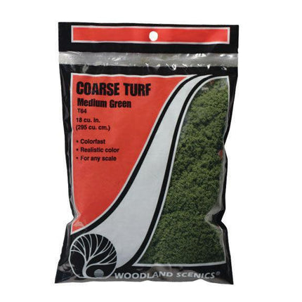 Woodland Scenics 64 | Coarse Turf Medium Green Bag | Multi Scale - Squeaky's Trains