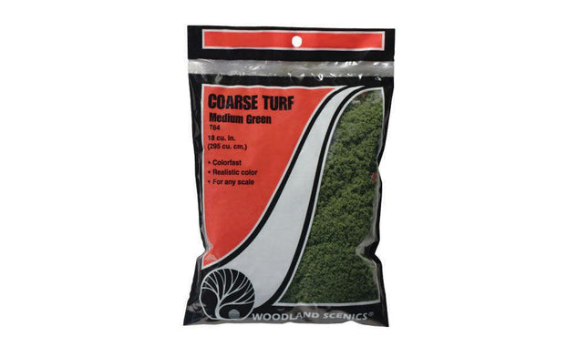 Woodland Scenics 64 | Coarse Turf Medium Green Bag | Multi Scale - Squeaky's Trains