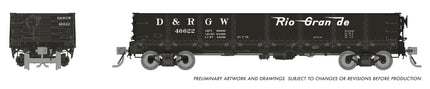 Rapido 163013 40 foot drop-bottom gondola Denver & Rio Grande Western HO scale