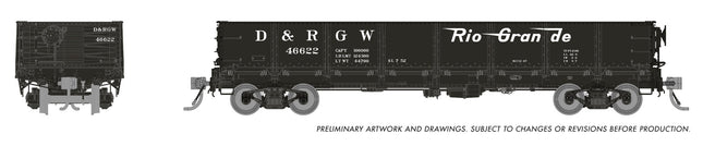 Rapido 163013 40 foot drop-bottom gondola Denver & Rio Grande Western HO scale