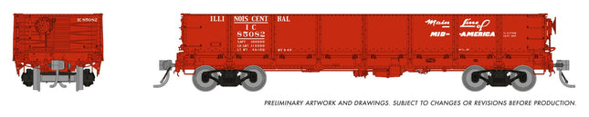 Rapido 163014A 40 foot drop-bottom gondola Illinois Central HO scale