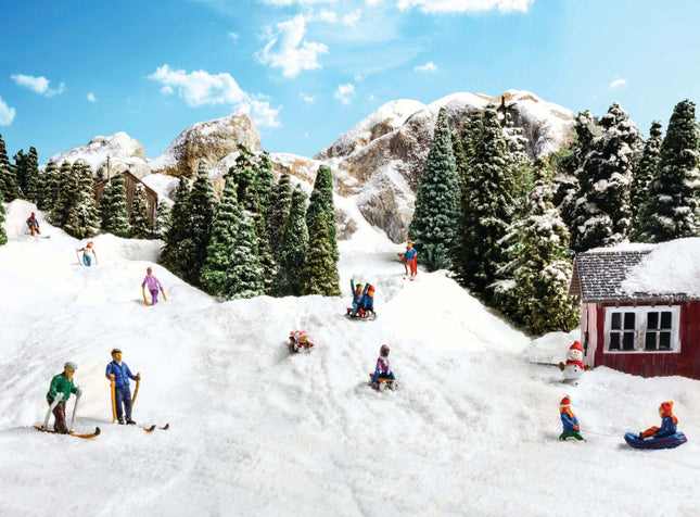Woodland Scenics 1966 | Children Sledding - Painted Figures | HO Scale