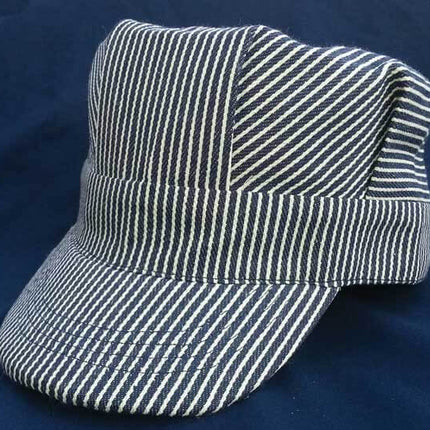 Brooklyn Peddler 00057 Child's Engineer Cap in blue hickory stripe denim - front view