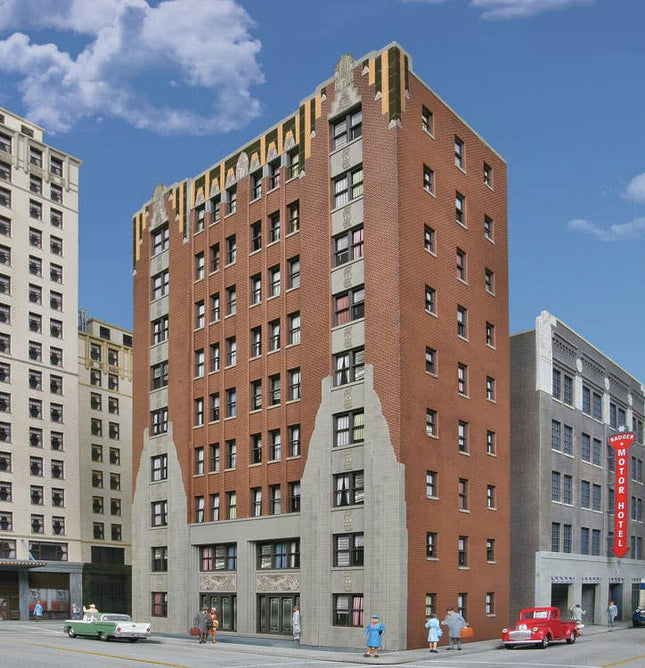 Walthers Cornerstone 933-3770 | City Apartment Background Building - 9-Story Brick Facade - Building Kit | HO Scale