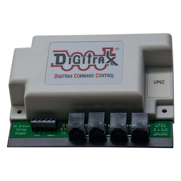 Digitrax UP6Z LocoNet Universal Panel with 6 jacks and voltage reducer for Z Scale trains.