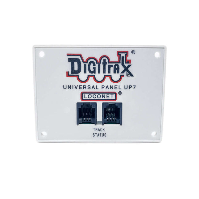 Digitrax UP7 LocoNet Universal Panel, features dual ports for track status and seamless communication for model railroads.