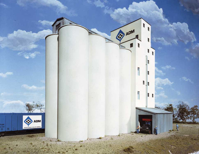 Walthers Cornerstone 3023 | Elevator Add-on Silos Building Kit | HO Scale
