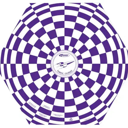 Estes Rockets 15 inch printed parachute in purple and white checkered design for model rockets.