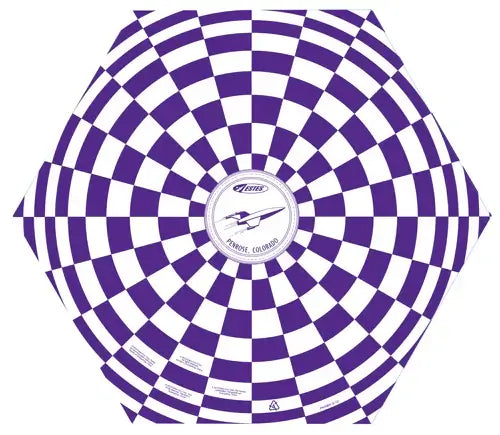 Estes Rockets 15 inch printed parachute in purple and white checkered design for model rockets.